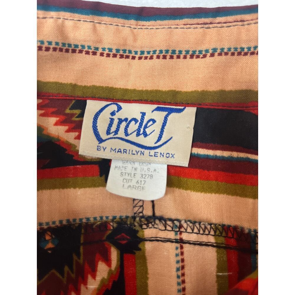 VNTG Circle T Southwest Cowboy Boho Button Down Shirt Womens Sz L Tassels Tribal - Picture 3 of 10